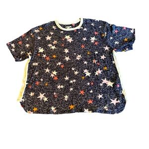 DKNY Women Short Sleeve Blouse Capri PJ Navy Stars Print XL